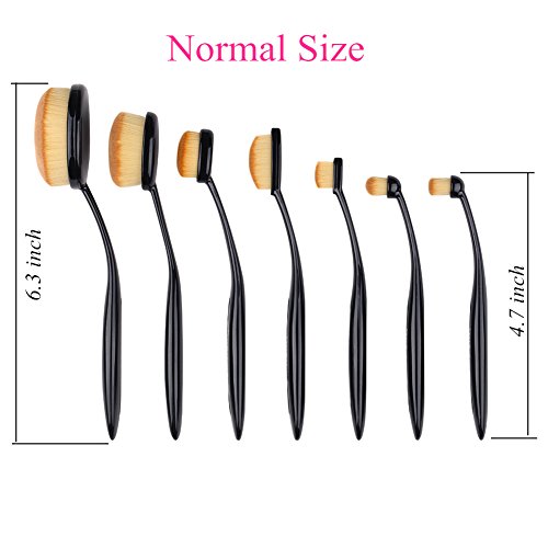 Duorime New 7pcs Black Oval Toothbrush Makeup Brush Set Cream Contour Powder Concealer Foundation Eyeliner Cosmetics…