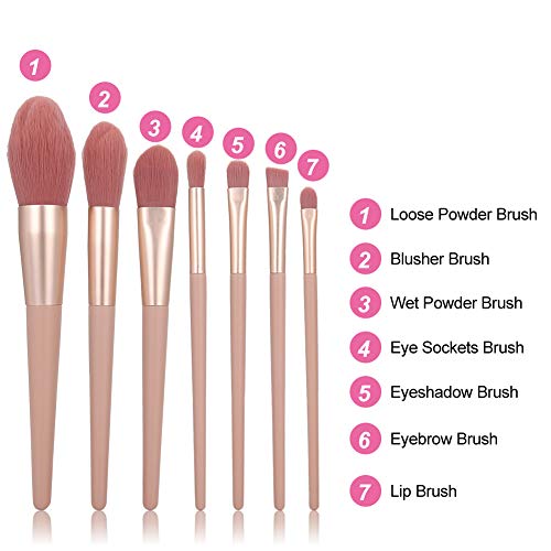 Mother’s Day Gift Professional Eye Shadow Brush Portable Eyebrow Blusher Cosmetic Brush Makeup Tool Set 7pcs