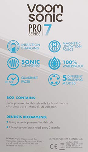 Voom Sonic Pro 7 Series Rechargeable Electronic Toothbrush, Advanced Oral Care Technology, 2-Minute Timer w/Quadrant…
