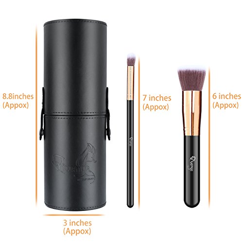 Qivange Makeup Brushes, Professional Foundation Eyeshadow Blending Brushes Set with Brush Holder+ Sponge & Brush Cleaner…
