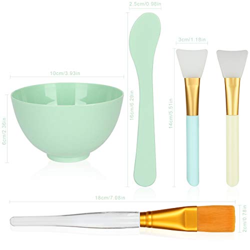 Plazuria Face Mask Mixing Bowl Set, 5 in 1 DIY Facemask Mixing Tool Kit with Facial Mask Bowl Stick Spatula Silicone…