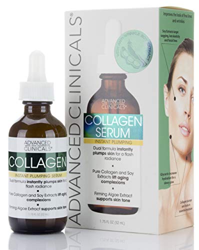Advanced Clinicals Collagen Face Serum Skin Care Anti Aging Moisturizer For Skin Tightening, Brightening & Hydrating…