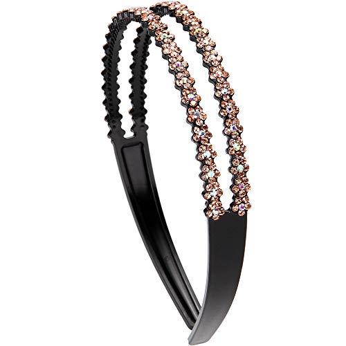 LONEEDY 3 Pack Fashion Rhinestone and Crystal Hard Headbands,Double Row Non-slip Teeth Hairband for Women (Silver+Gold…