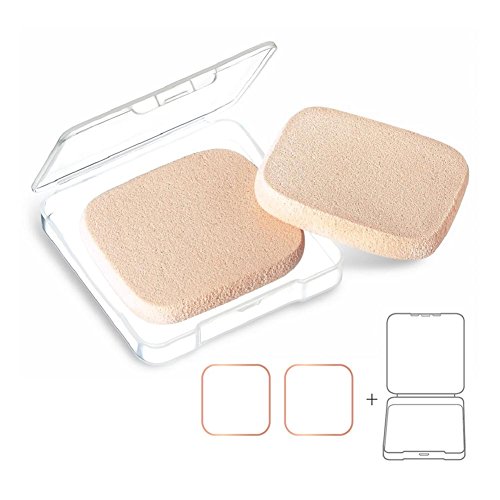 KOOBA 2pcs Square Makeup Sponges with 1 Travel Case, Beauty Face Primer Compact Powder Puff, Blender Sponge Replacement…