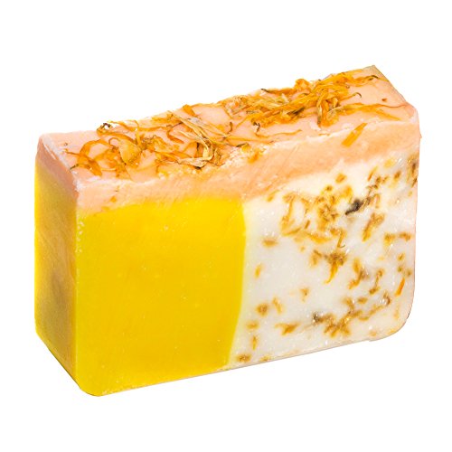 Orange Soap with Calendula Oil (4Oz) – Handmade Soap Bar with Orange, Yuzu and Calendula Essential Oils, flower petals…