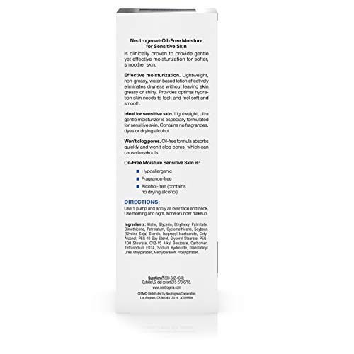 Neutrogena Oil Free Moisture Daily Hydrating Facial Moisturizer & Neck Cream with Glycerin – Fast Absorbing Ultra Gentle…