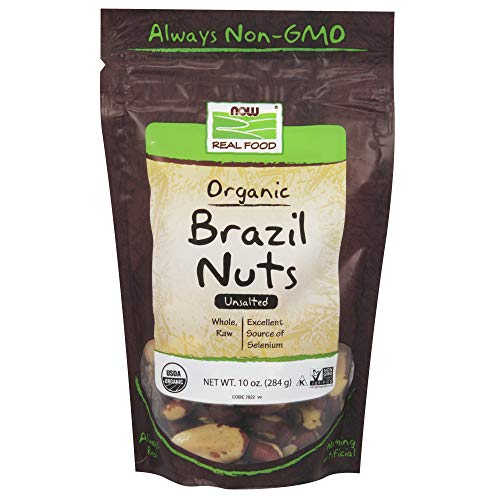NOW Foods, Certified Organic Brazil Nuts, Whole, Raw and Unsalted, Source of Selenim and Magnesium, 10-Ounce (Packaging…