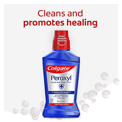Colgate Peroxyl Antiseptic Mouth Sore Rinse, Alcohol Free, 1.5% Hydrogen Peroxide, Mild Mint, 8.4 Fl Oz (Pack of 1)