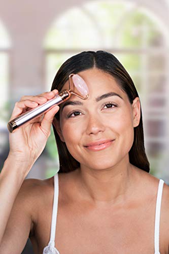 Finishing Touch Flawless Contour Vibrating Facial Roller & Massager, Rose Quartz
