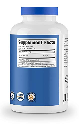 Nutricost Alpha Lipoic Acid 600mg Per Serving, 240 Capsules – Gluten Free, Vegetarian Capsules, Soy Free & Non-GMO