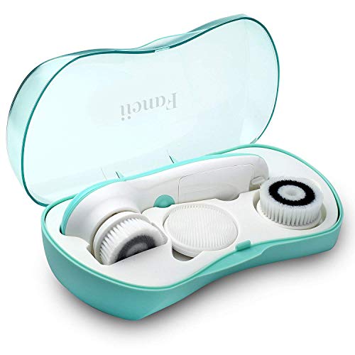 Waterproof Facial Cleansing Spin Brush Set with 3 Exfoliating Brush Heads – Complete Face Spa System by Fancii…