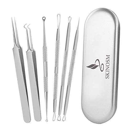 Blackhead Remover Pimple Popper Tool Kit, 6-in-1 Blackhead Comedone Acne Blemish Pimple Extractor Tool Kit Tweezers Kit…