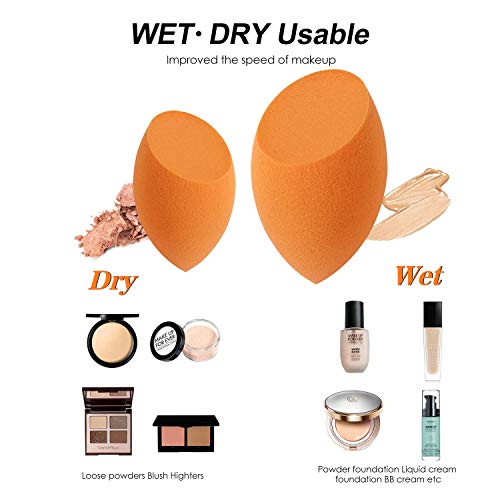 4 Pcs Makeup Sponge Set Blender Beauty Foundation Blending Sponge,Flawless for Liquid,Cream,Powder, Orange Makeup…