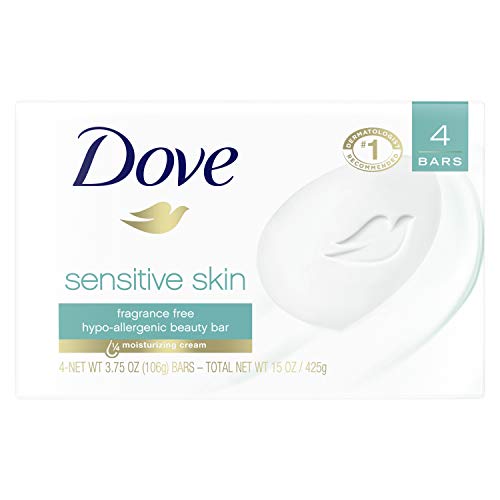 Dove Beauty Bar More Moisturizing Than Bar Soap for Softer Skin, Fragrance Free, Hypoallergenic Sensitive Skin With…
