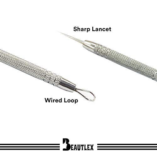 Lancet for Facial Milia Remover and Whitehead Extractor. Double Ended Angled Circle Loop & Sharp Needle Pimple Popper…
