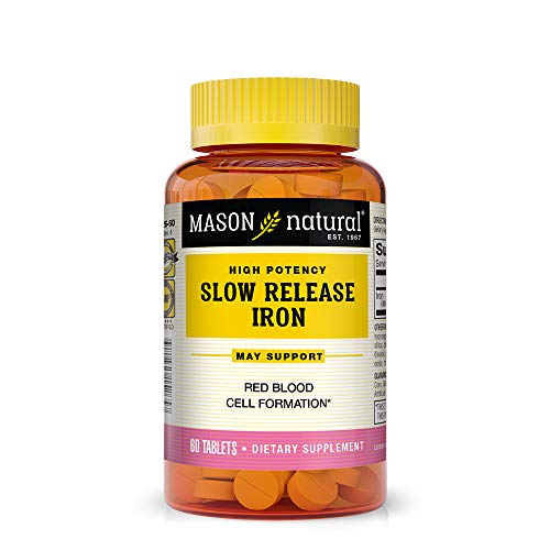 Mason Natural Slow Release Iron (Ferrous Sulfate) – Supports Red Blood Cell Formation, Gentle on Stomach, High Potency…