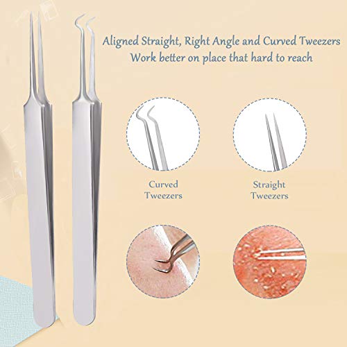 Blackhead Remover Pimple Popper Tool Kit, 6-in-1 Blackhead Comedone Acne Blemish Pimple Extractor Tool Kit Tweezers Kit…