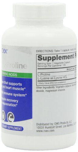 Roex Vitamins | L-Lysine | L-Proline | Muscle Maintenance and Recovery | Healthy Joints | Nutritional-Supplement | 120…