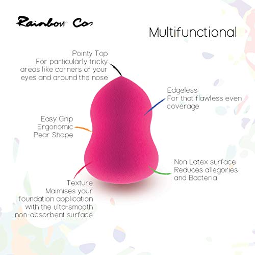 Rainbow Cos Premium Pear Shape Makeup Sponge Beauty Foundation Sponge Blender for Applicator, Foundation and Highlight…