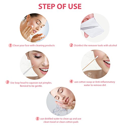 JPNK Blackhead Remover Tool Comedones Extractor Acne Removal Kit for Blemish, Whitehead Popping, 6 Pcs Zit Removing for…