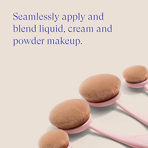 Vanity Planet Makeup Brushes (Pucker-Up Pink), Blend Party Oval Makeup Brush Kit with Ergonomic Handles, Soft Synthetic…