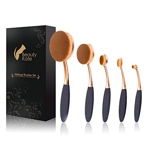 Beauty Kate Oval Makeup Brushes Set 5 Pcs Professional Oval Toothbrush Foundation Contour Concealer Eyeliner Blending…