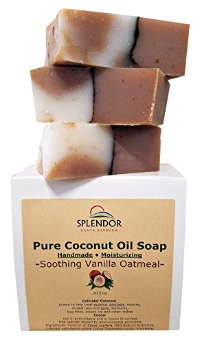 Splendor Soothing Vanilla Oatmeal Soap – Natural Coconut Oil Hand, Face & Body Bar Soap. Handmade, Vegan, Moisturizing…