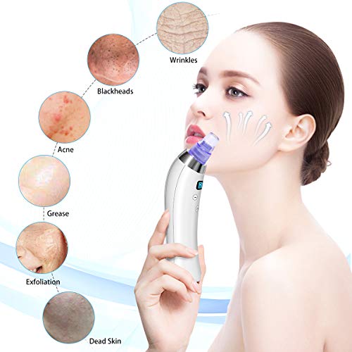 Comezy Blackhead Remover Pore Vacuum with 4 Probes，Electric Blackhead Removal Suction Extractor Kit Tools，5 Adjustable…