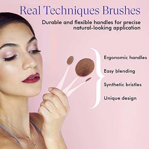 Vanity Planet Makeup Brushes (Pucker-Up Pink), Blend Party Oval Makeup Brush Kit with Ergonomic Handles, Soft Synthetic…