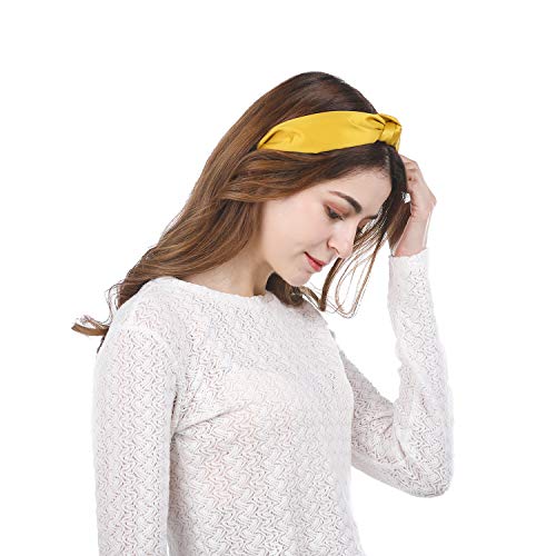 Satin Headbands for Women Girls, Funtopia 9 Pcs Wide Plain Turban Twist knotted Headband Fashion Cross Knot Hair Bands…