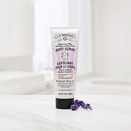 JR Watkins Sugar and Shea Natural Exfoliating Body Scrub, Lavender, Nourishing Exfoliator Scrub for Women and Men, USA…