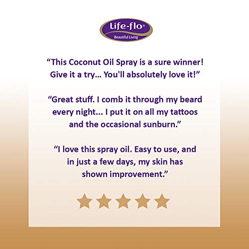 Life-flo Coconut Oil Spray, 100% Pure and Fractionated | Light, Fast-Absorbing Moisturizer for Dry Skin and Hair | 8oz