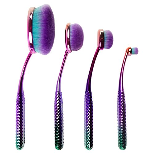 MODA Full Size Face Perfecting 4pc Oval Makeup Brush Set, Includes – Foundation, Contour, Detail Contour, and Concealer…