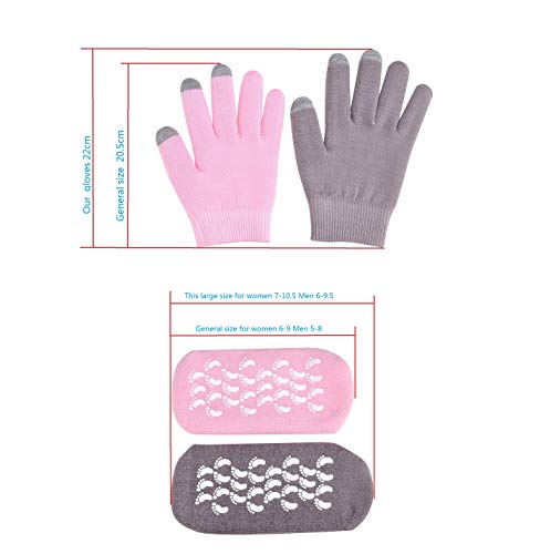 DLOSN Large Gel Moisturizing Spa Gloves and Socks Repair and Heal Eczema Dry Skin Cracked Hand Feet Heel