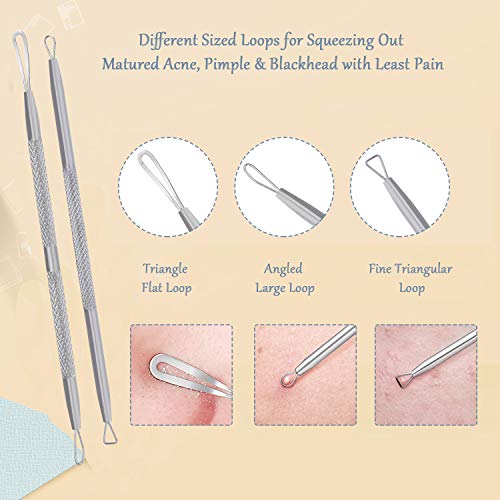 Blackhead Remover Pimple Popper Tool Kit, 6-in-1 Blackhead Comedone Acne Blemish Pimple Extractor Tool Kit Tweezers Kit…