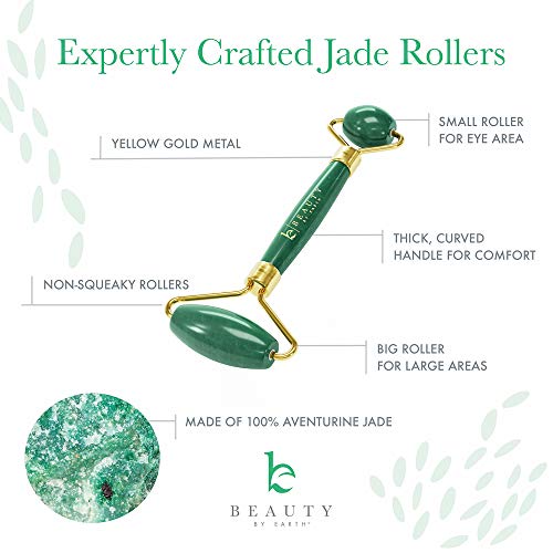 Jade Roller for Face – Skin Care Tools Used With Beauty Products, Jade Face Roller for Face, Small Eye Roller for Puffy…