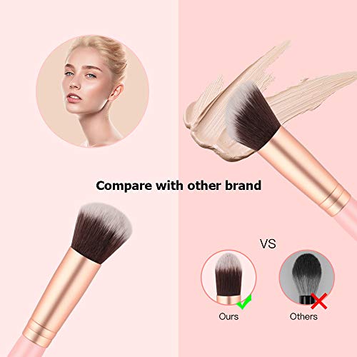 Makeup Brushes Set, Yuwaku Premium Synthetic 14pcs Kabuki Make Up Brush, Pink Foundation Powder Concealers Blush…