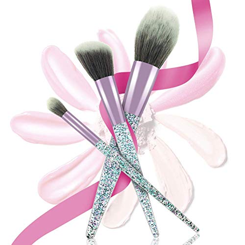 POYINRO Makeup Brushes, Makeup Brush Set, 10 PCS Premium Crystal Handle Synthetic Essential Cosmetics Brush Kit with…