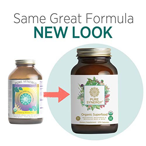 PURE SYNERGY Superfood | 270 Capsules | Certified Organic | Non-GMO | Green Superfood with 60+ Greens, Veggies and Herbs…