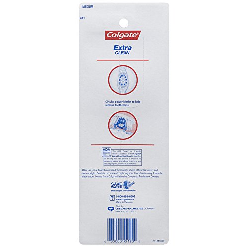 Colgate Extra Clean Full Head Toothbrush, Medium – 4 Count
