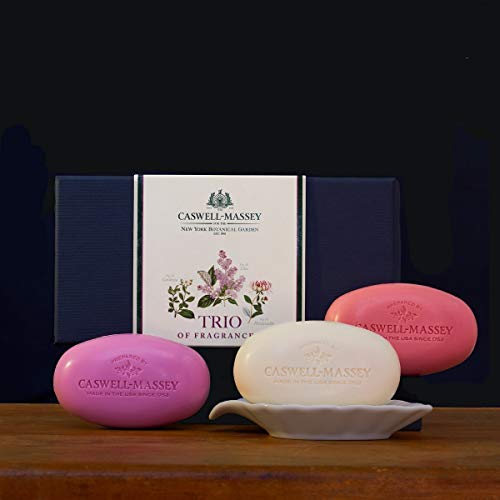 Caswell-Massey Triple Milled Floral Luxury Three-Soap Gift Set, Lilac, Gardenia & Honeysuckle Soap Bars For Women, Made…
