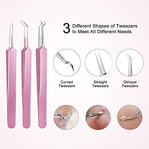 10PCS Blackhead Remover Tool, Aooeou Professional Pimple Popper Tool Kit – Treatment for Blemish, Whitehead Popping, Zit…