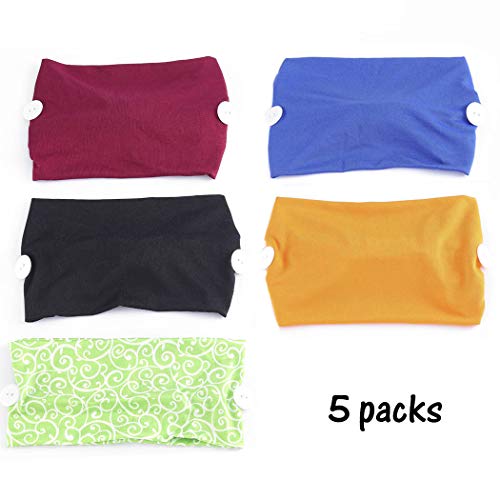 Bohend Fashion Button Wide Women Headbands 5 Pack Sports Outdoor Hair Bands Cotton Stretchy Daily Use Yoga Hair…