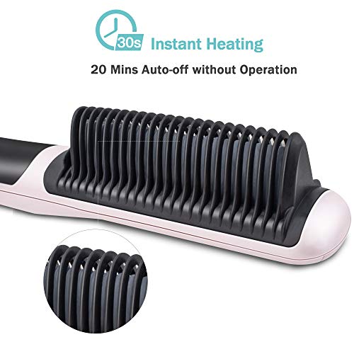 EZBASICS Hair Straightener Brush, 30s Fast PTC Ceramic Heating Hair Straightening Brush with Anti Scald, Auto-Off…