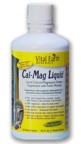Vital Earth Minerals Cal-Mag Supplement Liquid – Calcium Magnesium Liquid Bone Support Supplement with Energizing…