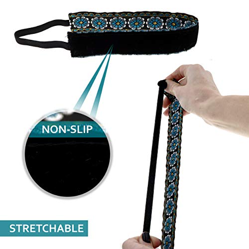 6 Boho Headbands for Women Hair, Stretch Non Slip 70s Headband, Womens Fabric Headwraps, Yoga Head Bands, Stylish Girls…