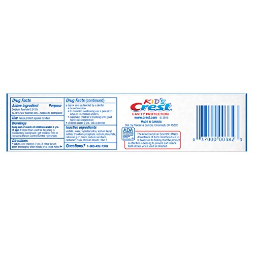 Crest Kids Cavity Protection Toothpaste, Sparkle Fun Flavor, 4.6 oz, For Ages 3+