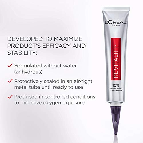 L’Oreal Paris Revitalift 10% Pure Vitamin C Face Serum, Radiant and Brighter Skin, Visibly Reduced Wrinkles, Fragrance…