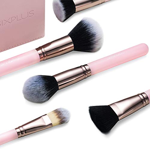 SIXPLUS Makeup Brushes with Case, 15 Pcs Pink Makeup Brush Set Professional for Foundation Powder Concealer Eyeshadow…
