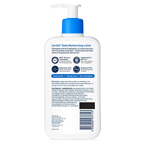 CeraVe Daily Moisturizing Lotion for Dry Skin | Body Lotion & Facial Moisturizer with Hyaluronic Acid and Ceramides | 12…